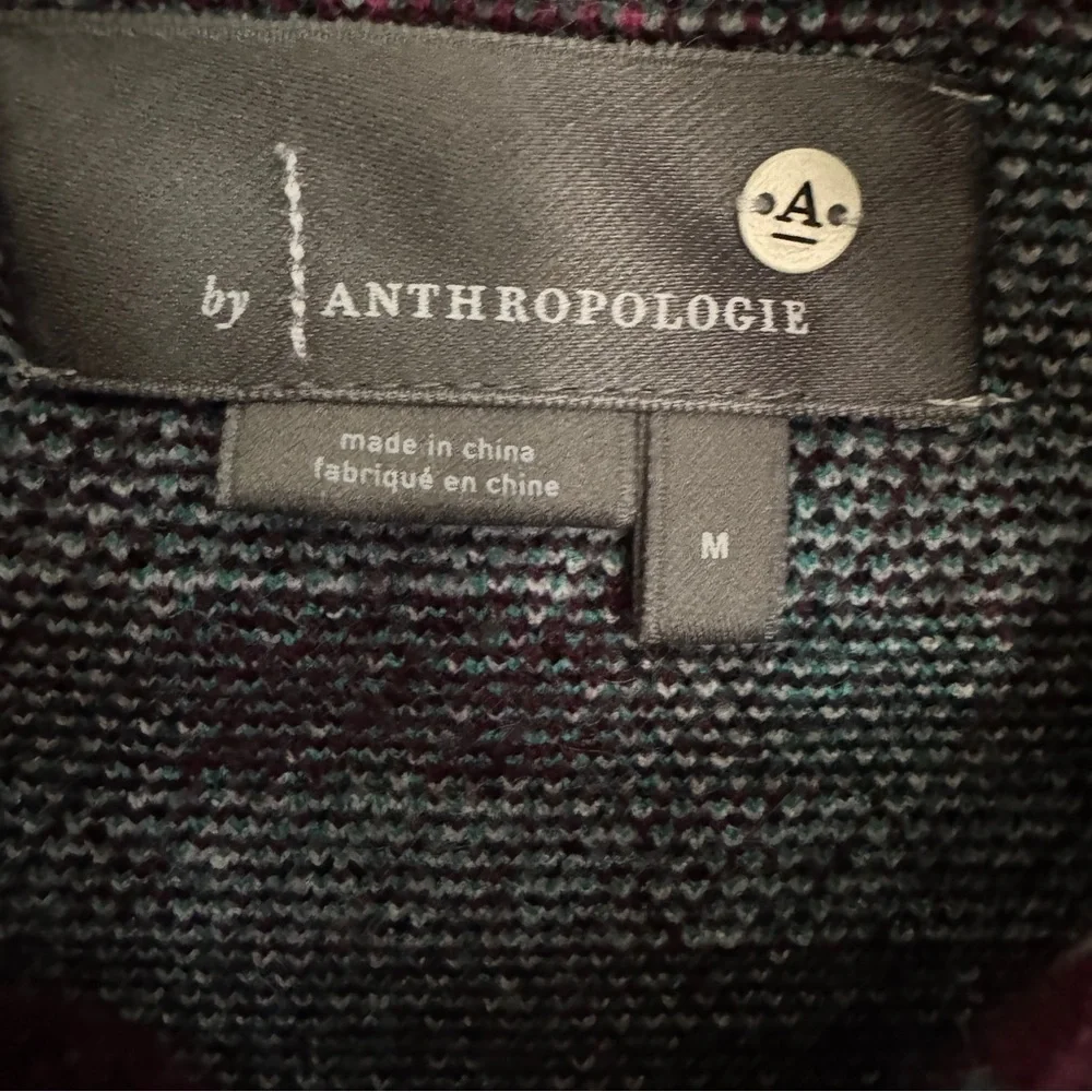Anthropologie Rosetta Cropped Colorful Plaid Sweater Jacket Size M